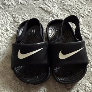 Nike Kids Black and White Slide Sandals